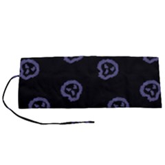 Purple Skulls On Dark Background Roll Up Canvas Pencil Holder (s) by SychEva
