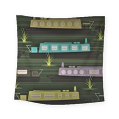 Narrow-boats-scene-pattern Square Tapestry (small) by Sudhe