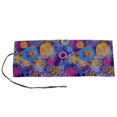 Multicolored Splashes And Watercolor Circles On A Dark Background Roll Up Canvas Pencil Holder (s) by SychEva