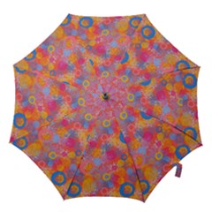 Multicolored Splashes And Watercolor Circles On A Dark Background Hook Handle Umbrellas (medium) by SychEva