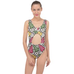 Leaves Foliage Batik Seamless Center Cut Out Swimsuit by Amaryn4rt