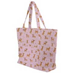 Cute Chihuahua With Sparkles On A Pink Background Zip Up Canvas Bag by SychEva