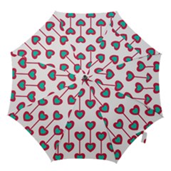 Red Hearts On A White Background Hook Handle Umbrellas (large) by SychEva