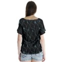 Turquoise Abstract Flowers With Splashes On A Dark Background  Abstract Print V-Neck Flutter Sleeve Top View2