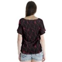 Pink Abstract Flowers With Splashes On A Dark Background  Abstract Print V-Neck Flutter Sleeve Top View2