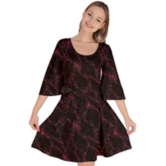 Pink Abstract Flowers With Splashes On A Dark Background  Abstract Print Velour Kimono Dress by SychEva