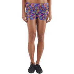 Multicolored Circles And Spots Yoga Shorts by SychEva