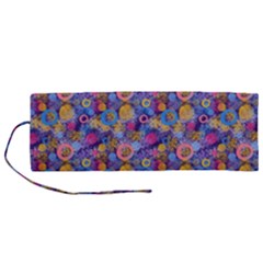 Multicolored Circles And Spots Roll Up Canvas Pencil Holder (m) by SychEva