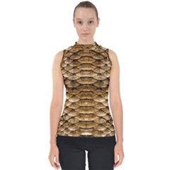 Reptile Skin Pattern 11 Mock Neck Shell Top by skindeep