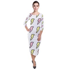 Pattern Cute Flash Design Quarter Sleeve Midi Velour Bodycon Dress by brightlightarts
