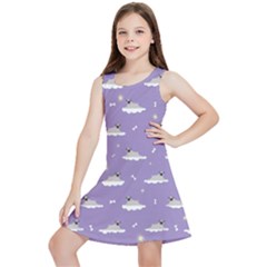 Pug Dog On A Cloud Kids  Lightweight Sleeveless Dress by SychEva