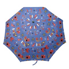 Blue 50s Folding Umbrellas by NerdySparkleGoth
