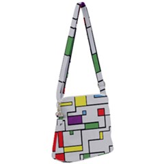 Colorful Rectangles Zipper Messenger Bag by LalyLauraFLM