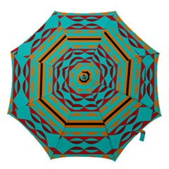 Shapes On A Blue Background Hook Handle Umbrellas (medium) by LalyLauraFLM