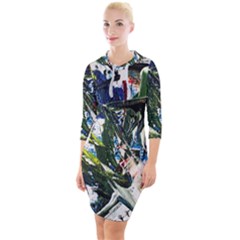 Snow In A City-1-1 Quarter Sleeve Hood Bodycon Dress by bestdesignintheworld