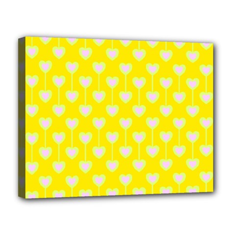 Purple Hearts On Yellow Background Canvas 14  X 11  (stretched) by SychEva