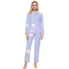 Lighblu Plaid Womens  Long Sleeve Pocket Pajamas Set by snowwhitegirl