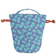 Blue Dandelions  Cute Plants Drawstring Bucket Bag by SychEva