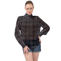 Dark Grunge Geometric Print Pattern High Neck Long Sleeve Chiffon Top by dflcprintsclothing