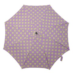 Yellow Hearts On A Light Purple Background Hook Handle Umbrellas (large) by SychEva