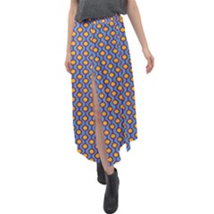 Yellow Circles On A Purple Background Velour Split Maxi Skirt by SychEva