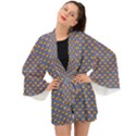 Yellow Circles On A Purple Background Long Sleeve Kimono View1