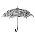 Black and white Abstract pattern, ovals Hook Handle Umbrellas (Small) View3