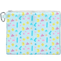 Arcade Dreams Blue  Canvas Cosmetic Bag (xxxl) by thePastelAbomination