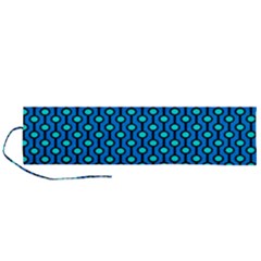 Blue Circles On A Dark Blue Background Roll Up Canvas Pencil Holder (l) by SychEva