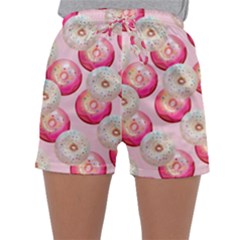 Pink And White Donuts Sleepwear Shorts by SychEva