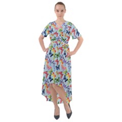 Beautiful Bright Butterflies Are Flying Front Wrap High Low Dress by SychEva