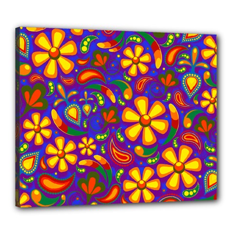 Gay Pride Rainbow Floral Paisley Canvas 24  X 20  (stretched) by VernenInk