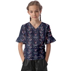 Digital Springs Kids  V-neck Horn Sleeve Blouse by Sparkle