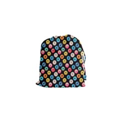 Multicolored Donuts On A Black Background Drawstring Pouch (xs) by SychEva