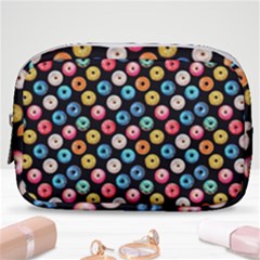 Multicolored Donuts On A Black Background Make Up Pouch (small) by SychEva