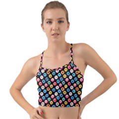 Multicolored Donuts On A Black Background Mini Tank Bikini Top by SychEva