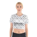 Grey Unicorn Sketchy Style Motif Drawing Pattern Cotton Crop Top View1