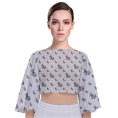 Grey Unicorn Sketchy Style Motif Drawing Pattern Tie Back Butterfly Sleeve Chiffon Top by dflcprintsclothing