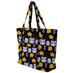 Cats Sun Stars Zip Up Canvas Bag by Sparkle