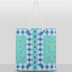 Turquoise Full Print Rope Handle Tote (large) by Dazzleway