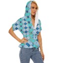 Turquoise Lightweight Drawstring Hooded Top View3