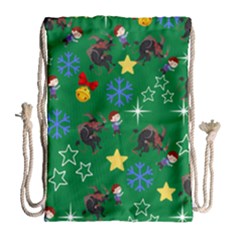Krampus And Brat Green Drawstring Bag (large) by NerdySparkleGoth