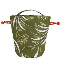 Folk Flowers Print Floral Pattern Ethnic Art Drawstring Bucket Bag by Eskimos