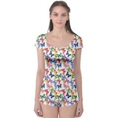 Multicolored Butterflies Boyleg Leotard  by SychEva