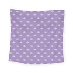 Pink Clouds On Purple Background Square Tapestry (small) by SychEva