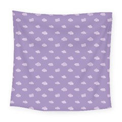 Pink Clouds On Purple Background Square Tapestry (large) by SychEva