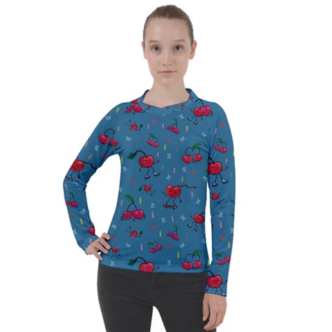 Red Cherries Athletes Women s Pique Long Sleeve Tee by SychEva