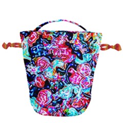 Neon Floral Drawstring Bucket Bag by 3cl3ctix