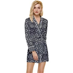 Black Lace Long Sleeve Satin Robe by SychEva