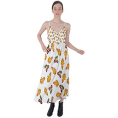 Oak Leaves And Acorns Tie Back Maxi Dress by SychEva